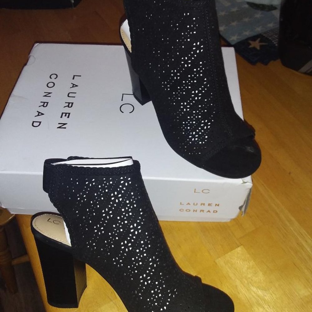 Womens Open Toe Block Heel Bootie